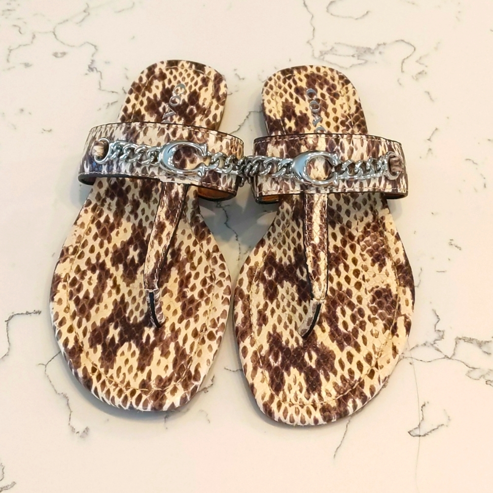 Coach Jaclyn Animal Print Sandal with Silver Detail